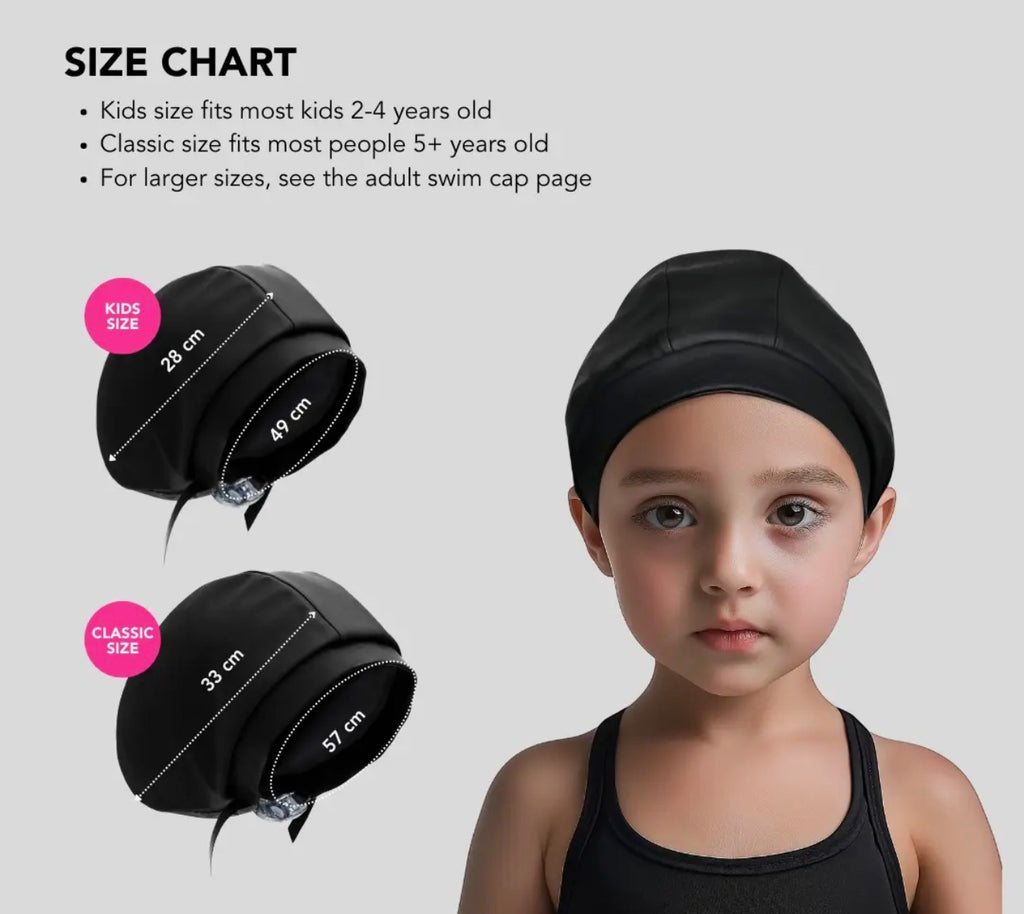 Hairbrella Satin-Lined Waterproof, Adjustable Kids Swim Cap