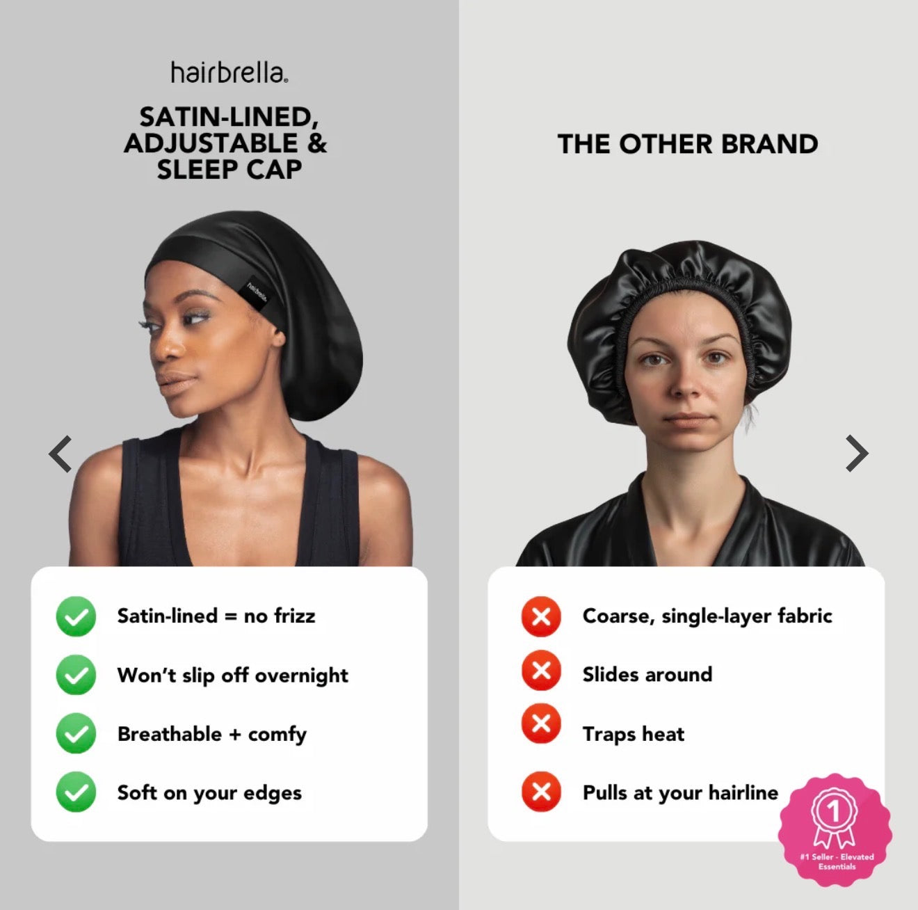 Blush Hairbrella Satin-Lined Sleep Cap