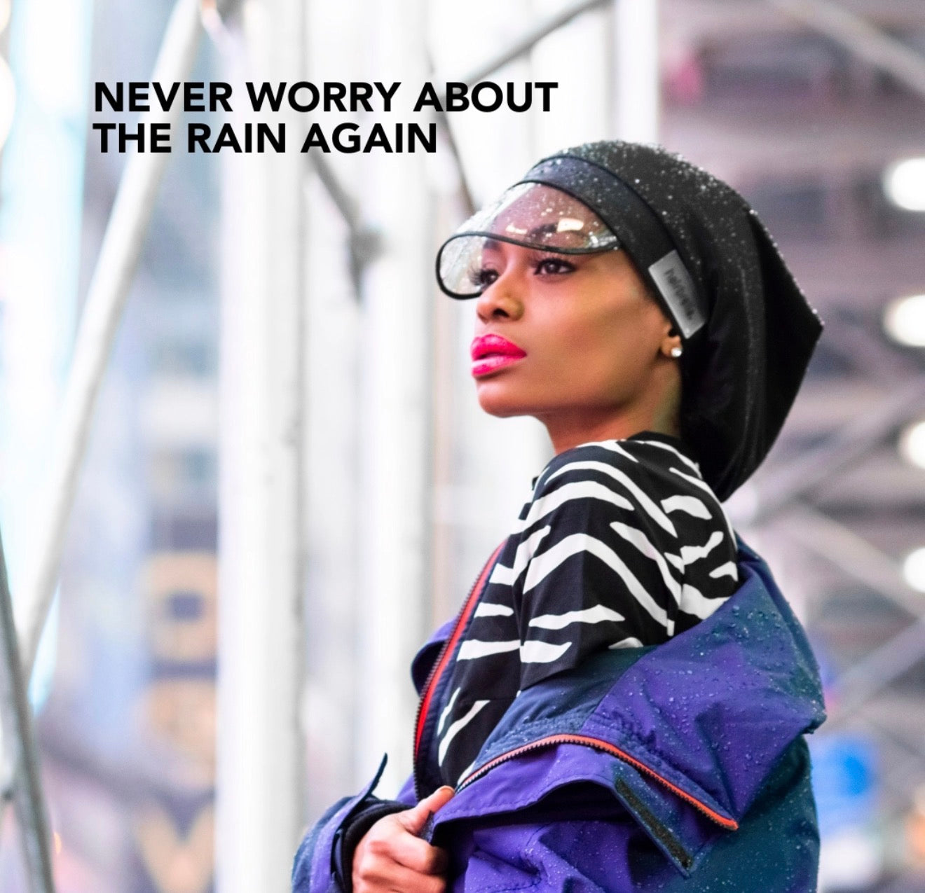 Blush Color: Hairbrella Satin-Lined, Waterproof Rain Hat